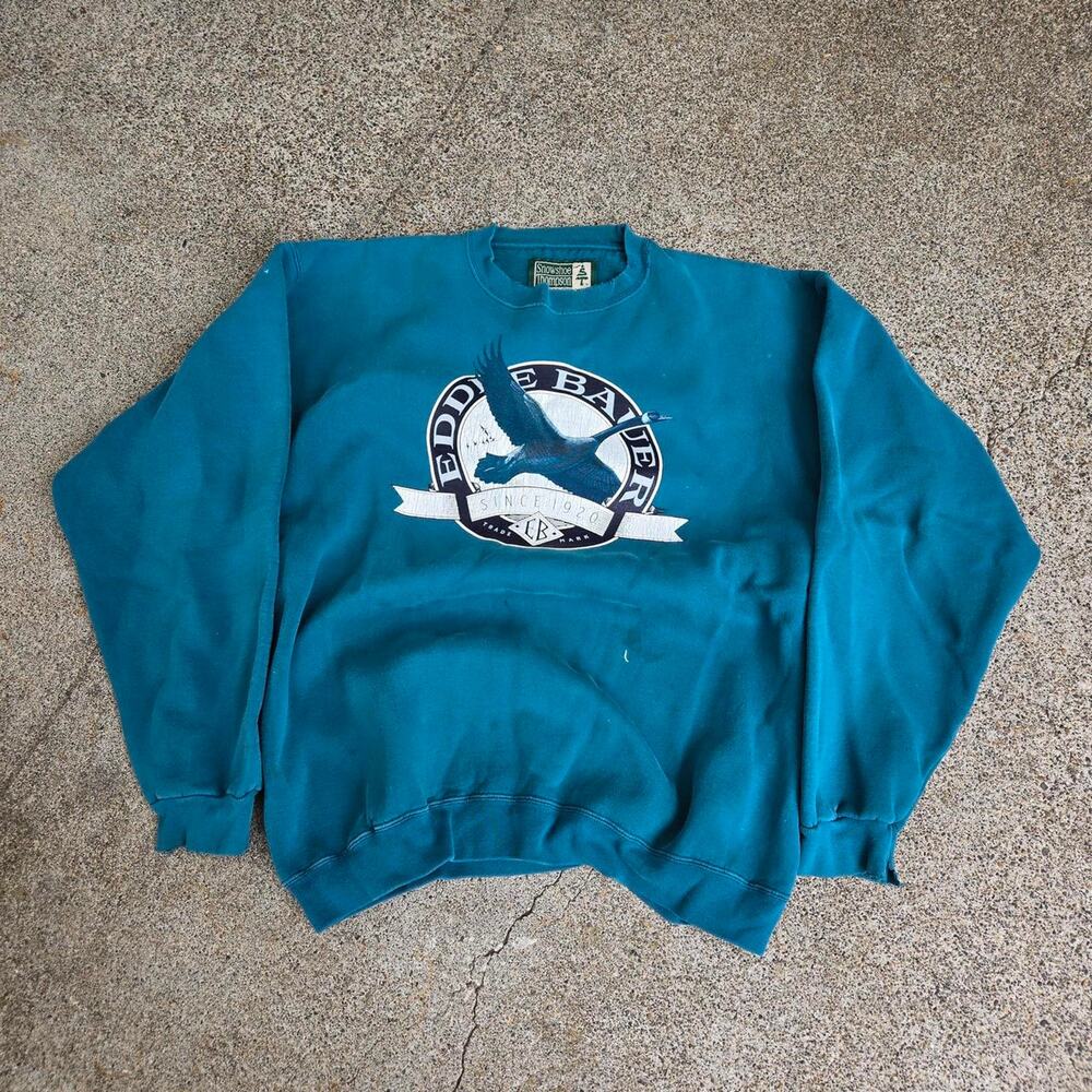 Vtg 90s EDDIE BAUER Since 1920 Crewneck Sweatshirt XL USA Snowshoe Thompson Tag